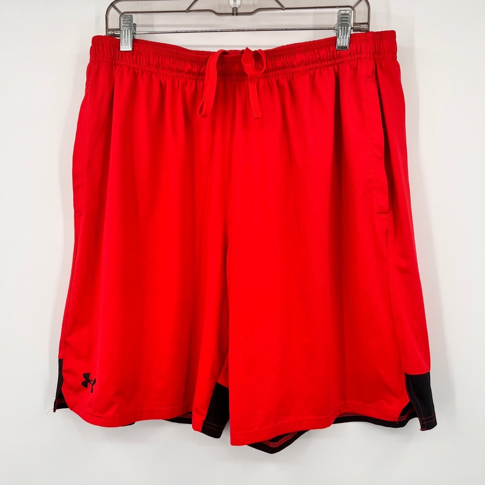 Under Armour Mens Shorts Lot of 2 XXL Athletic Basketball Red Black Loose Fit